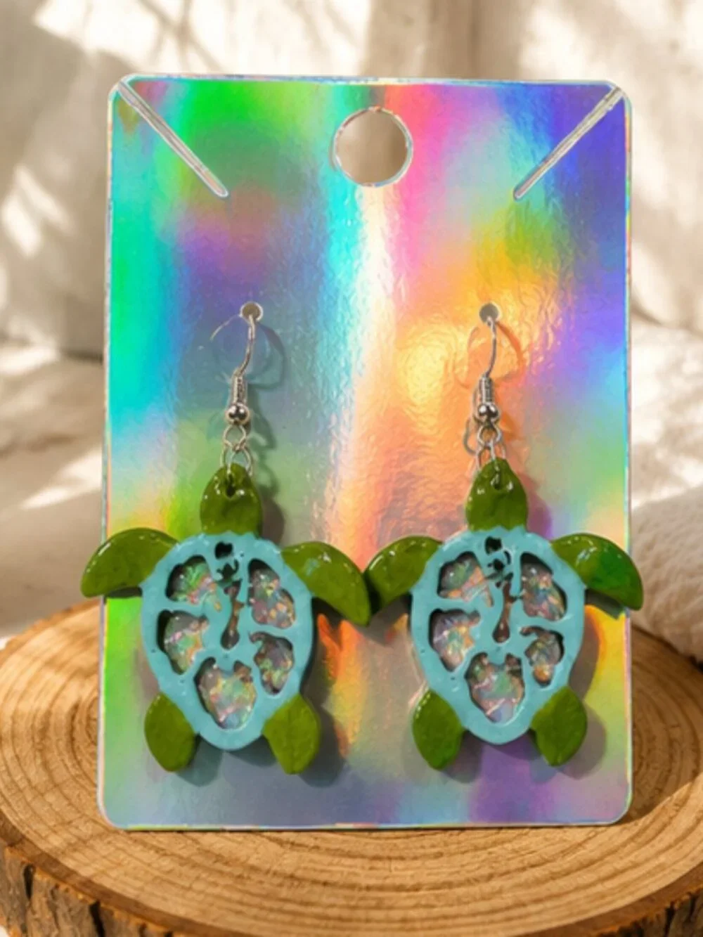 Yellow Glitter Sea Turtle Earrings | Color Me Lit LLC